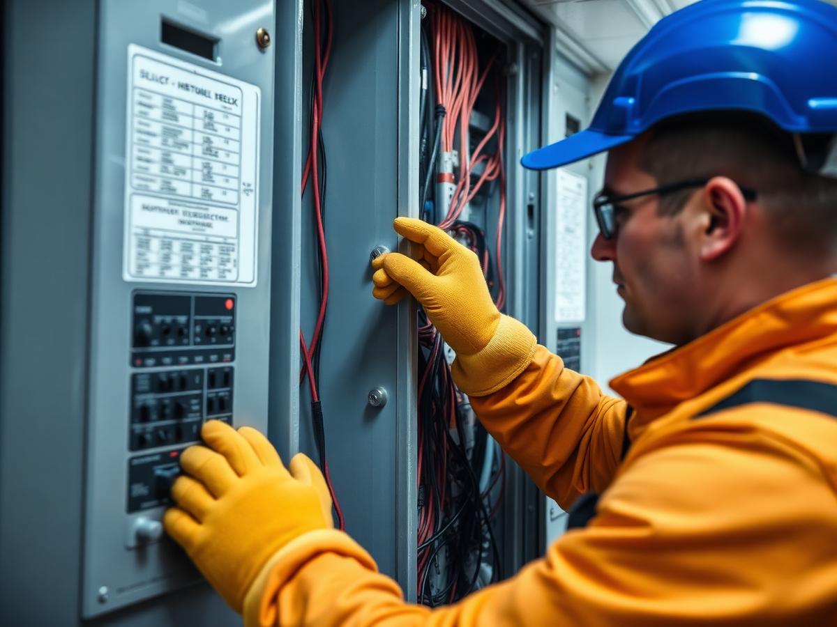 Electrical professional at work